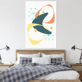Retro Mid Century atoomruimtetijd 20 houtskool Canvas Afdruk (Insitu (Slaapkamer))