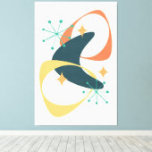 Retro Mid Century atoomruimtetijd 20 houtskool Canvas Afdruk (Insitu (Houten vloer))