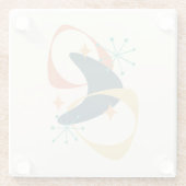 Retro Mid Century atoomruimtetijd 20 houtskool Glazen Onderzetter (Achterkant)