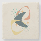 Retro Mid Century atoomruimtetijd 20 houtskool Stenen Onderzetter (Voorkant)