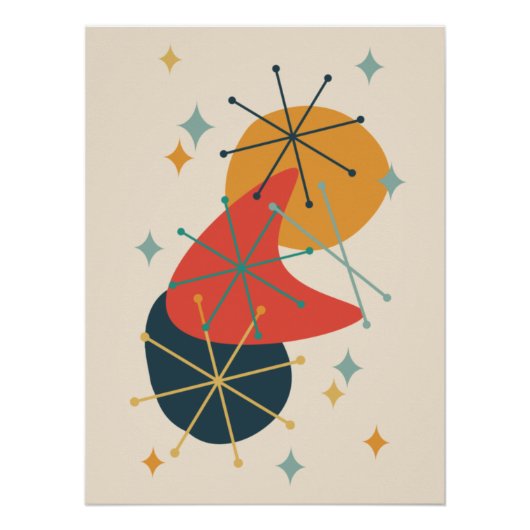 Retro Mid Century atoomtijdperk Abstract Perfect Poster (Voorkant)
