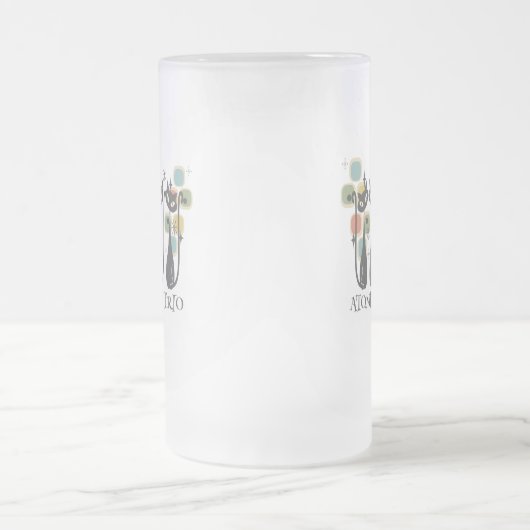 Retro Mid Century Black Atomic Cats MCM Matglas Bierpul (Center)