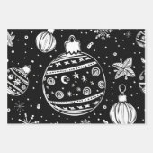 Retro Mid-Century Black & White Ornament Inpakpapier Vel (Voorkant 2)