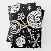 Retro Mid-Century Black & White Ornament Inpakpapier Vel (In situ)