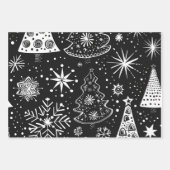 Retro Mid-Century Black & White Ornament Pattern Inpakpapier Vel (Voorkant 2)