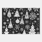 Retro Mid-Century Black & White Ornament Pattern Inpakpapier Vel (Voorkant)
