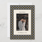 Retro Mid Century Bold Zwart Goud Bloemen Bruiloft Feestdagenkaart (Voorkant)