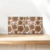 Retro  Mid Century bruin bloempatroon Tegeltje
