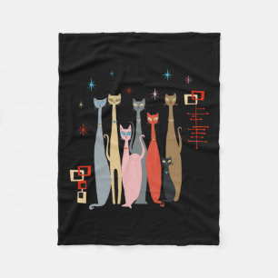 Retro  Mid-Century Cats Modern Look jaren '50 jare Fleece Deken