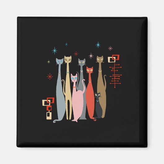 Retro  Mid-Century Cats Modern Look jaren '50 jare Magneet (Voorkant)