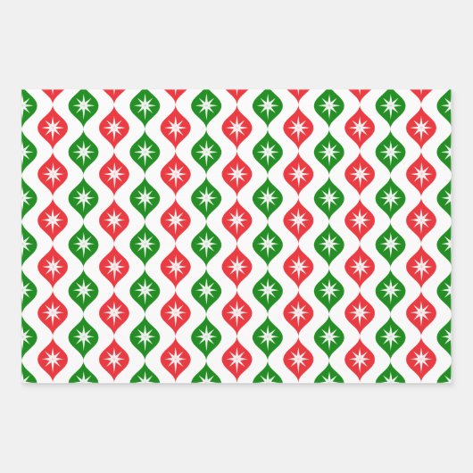 Retro Mid Century Christmas Starburst Holiday Inpakpapier Vel (Voorkant 2)