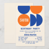 Retro Mid Century Circle geometrische verjaardag Kaart (Voorkant / Achterkant)