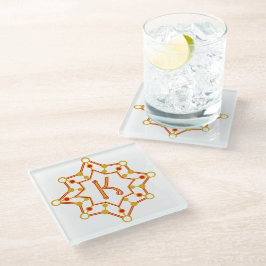 Retro Mid-Century Design gepersonaliseerd Glazen Onderzetter (Schuin)