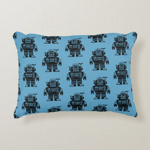Retro Mid Century Geïnspireerd Robot Patroon Accent Kussen