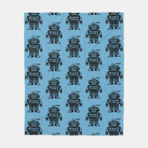 Retro Mid Century Geïnspireerd Robot Patroon Fleece Deken