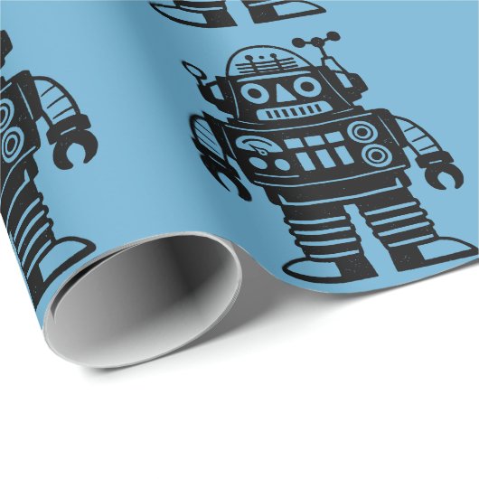 Retro Mid Century Geïnspireerde Robot Cadeaupapier (Rol Hoek)