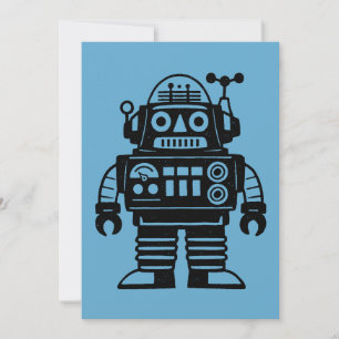Retro Mid Century Geïnspireerde Robot Kaart