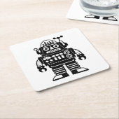 Retro Mid Century Geïnspireerde Robot Kartonnen Onderzetters (Schuin)