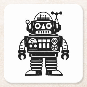 Retro Mid Century Geïnspireerde Robot Kartonnen Onderzetters