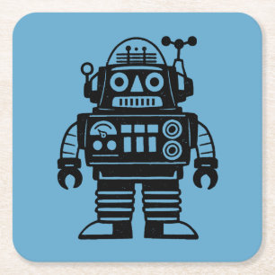 Retro Mid Century Geïnspireerde Robot Kartonnen Onderzetters