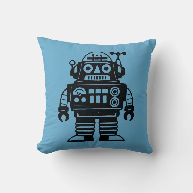 Retro Mid Century Geïnspireerde Robot Kussen (Voorkant)