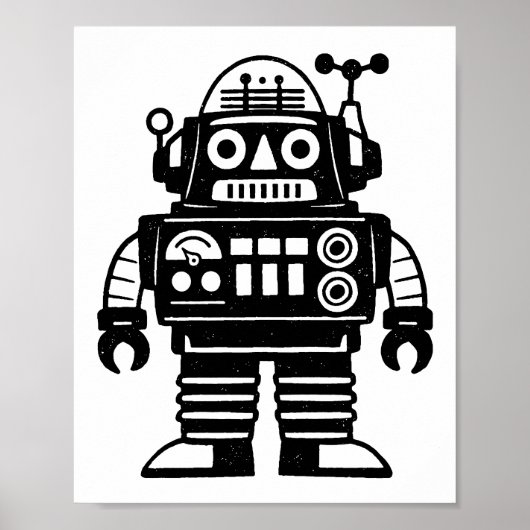 Retro Mid Century Geïnspireerde Robot Poster (Voorkant)