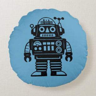 Retro Mid Century Geïnspireerde Robot Rond Kussen