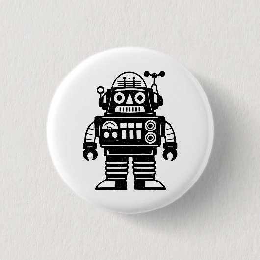 Retro Mid Century Geïnspireerde Robot Ronde Button 3,2 Cm (Voorkant)