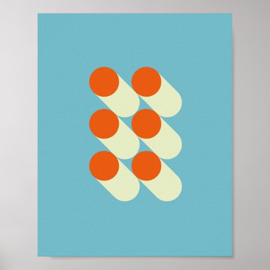 Retro Mid Century Geometric Dots Poster (Voorkant)