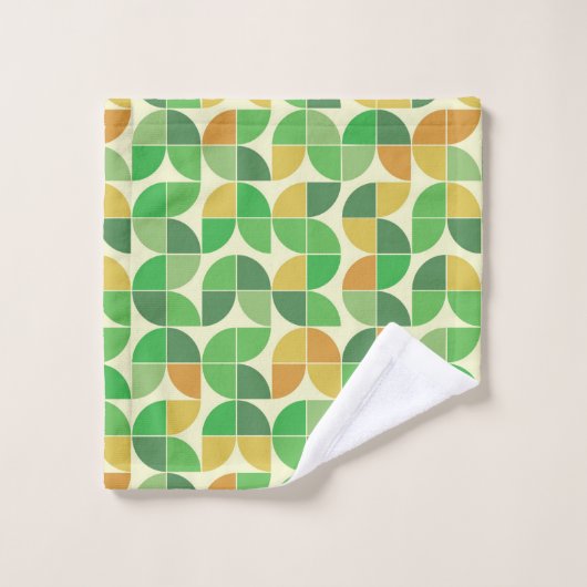 Retro Mid Century Geometric Floral Green Bad Handdoek (Wasdoekje)