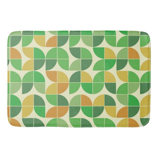 Retro Mid Century Geometric Floral Green Badmat (Voorkant)