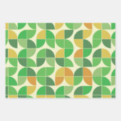 Retro Mid Century Geometric Floral Green Inpakpapier Vel (Voorkant 2)