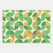 Retro Mid Century Geometric Floral Green Inpakpapier Vel (Voorkant)