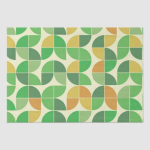 Retro Mid Century Geometric Floral Green Tissuepapier