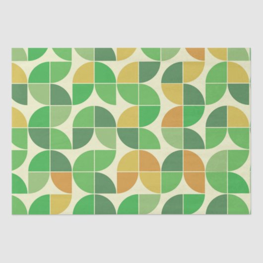 Retro Mid Century Geometric Floral Green Tissuepapier (Voorkant)