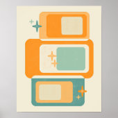 Retro Mid Century geometrisch Abstract Blauwgroen Poster (Voorkant)