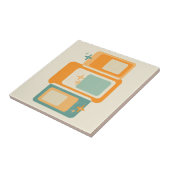 Retro Mid Century geometrisch Abstract Blauwgroen  Tegeltje (Zijkant)