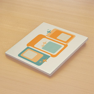 Retro Mid Century geometrisch Abstract Blauwgroen  Tegeltje