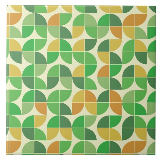 Retro Mid Century geometrisch groen Sinaasappel Tegeltje (Voorkant)