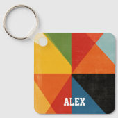 Retro Mid-Century Geometrische Aangepaste Sleutelh Sleutelhanger (Voorkant)