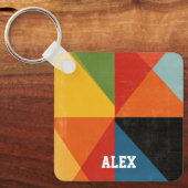 Retro Mid-Century Geometrische Aangepaste Sleutelh Sleutelhanger (Voorkant)