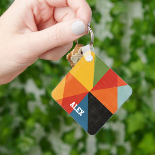 Retro Mid-Century Geometrische Aangepaste Sleutelh Sleutelhanger