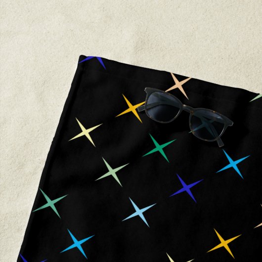 Retro Mid Century Geometrische sterren Art Design Strandlaken (In situ)