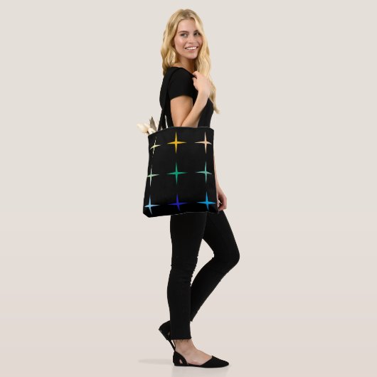Retro Mid Century Geometrische sterren Art Design Tote Bag (Op model)