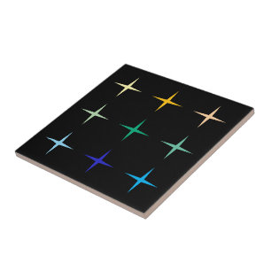 Retro Mid Century Geometrische Sterren Kunst Desig Tegeltje