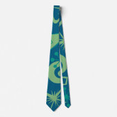 Retro Mid Century Green & Blue Abstract Stropdas (Voorkant)