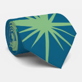 Retro Mid Century Green & Blue Abstract Stropdas (Opgerold)