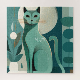 Retro Mid Century Green Cat Legpuzzel