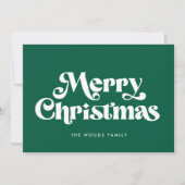 Retro Mid Century Green Vrolijk Kerstfeest Feestdagenkaart (Voorkant)