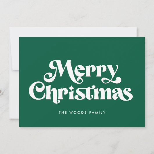 Retro Mid Century Green Vrolijk Kerstfeest Feestdagenkaart (Voorkant)
